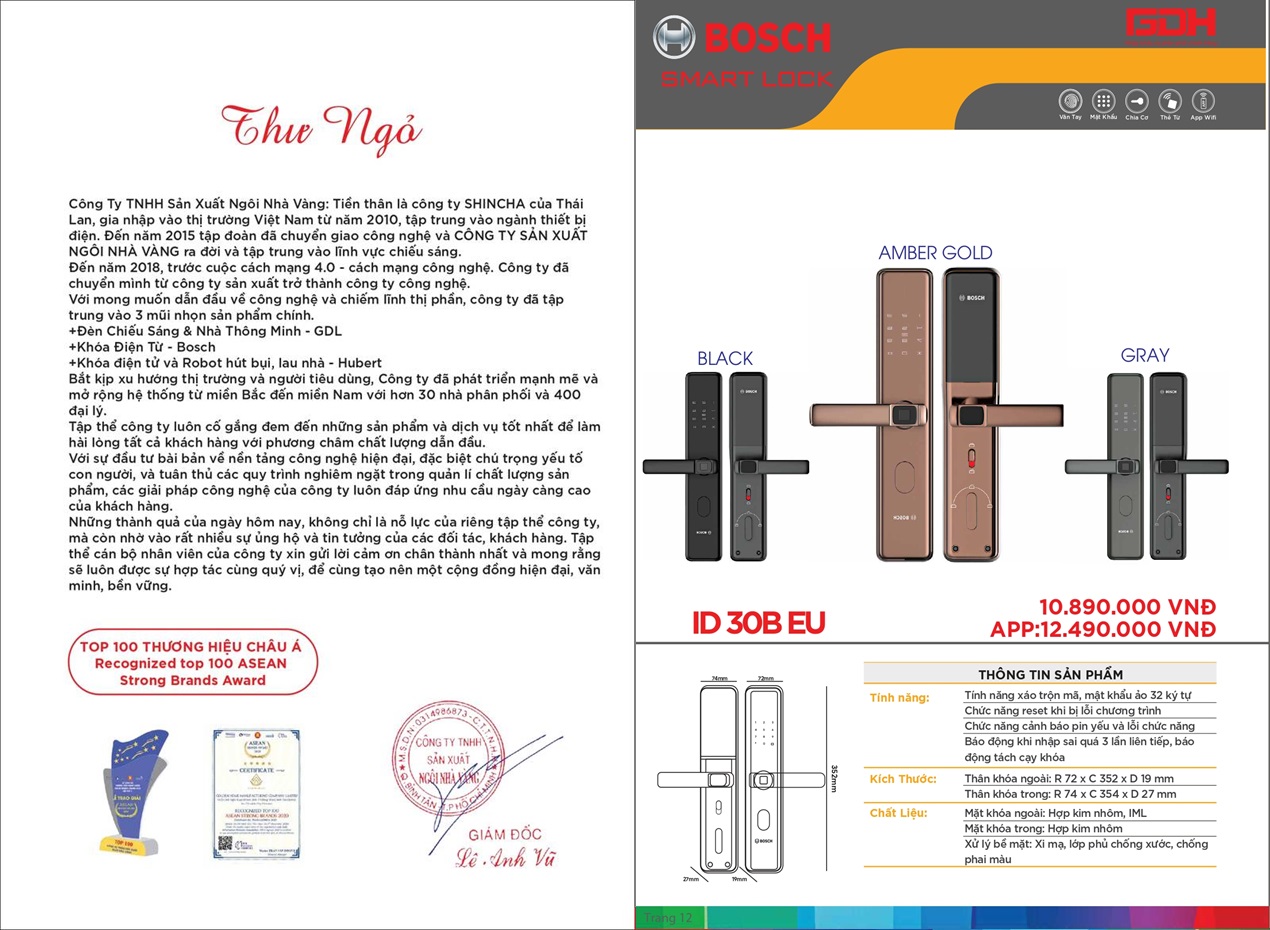 Khóa cửa thông minh BOSCH Catalogue và Bảng giá mới nhất tại Bình Dương /Page 2